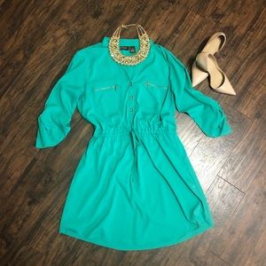 Turquoise Green Shirt Dress